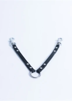 Leather Coupler - 2 Dog 7" X 3/8" Midnight Black