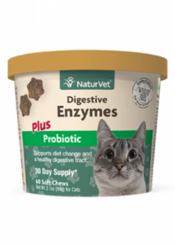 NaturVet® Digestive Enzymes With Prebiotics & Probiotics Soft Chews For Cats (60 Ct)