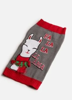 Silver Paw Dog Sweater Fa-la-la-llama Medium